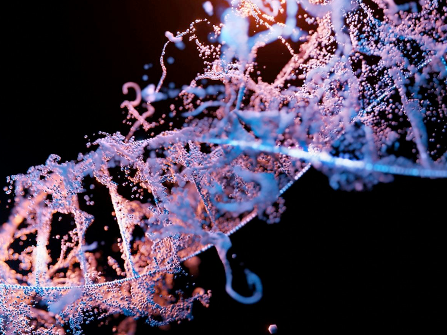 strand of what looks like DNA or molecules