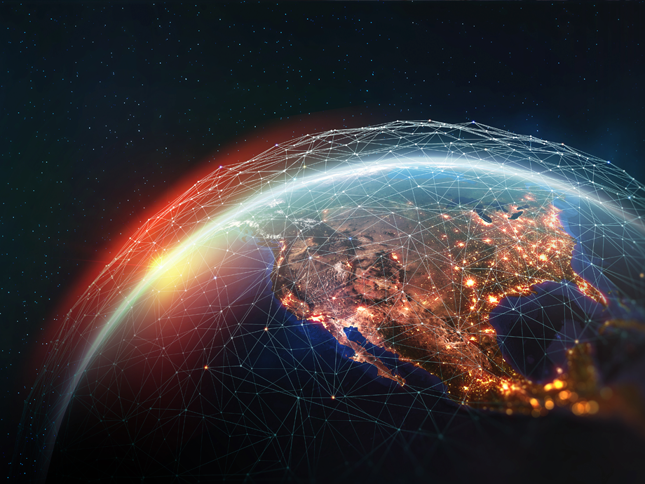 cool picture of earth and how the sun is hitting the atmopsphere